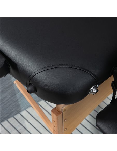HOMCOM Portable Massage Bed, Folding Spa Beauty Massage Table with 2 Sections, Carry Bag and Wooden Frame, Black 503-025V70BK - pic 111247 | FastDaddyshop