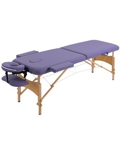 HOMCOM Portable Massage Bed, Folding Spa Beauty Massage Table with 2 Sections, Carry Bag and Wooden Frame, Purple 503-025V70VT