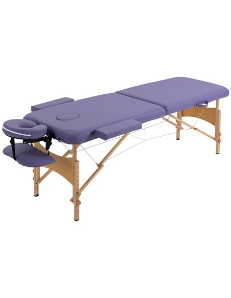 HOMCOM Portable Massage Bed, Folding Spa Beauty Massage Table with 2 Sections, Carry Bag and Wooden Frame, Purple 503-025V70VT - pic 111248 | FastDaddyshop