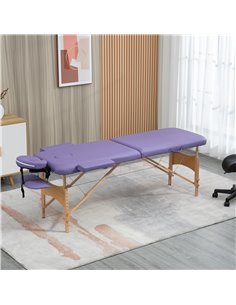 HOMCOM Portable Massage Bed, Folding Spa Beauty Massage Table with 2 Sections, Carry Bag and Wooden Frame, Purple 503-025V70VT 2