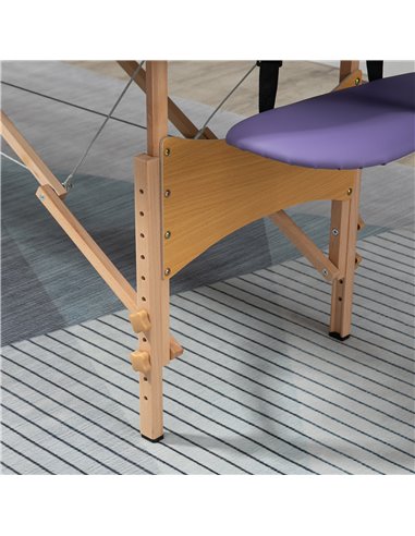 HOMCOM Portable Massage Bed, Folding Spa Beauty Massage Table with 2 Sections, Carry Bag and Wooden Frame, Purple 503-025V70VT