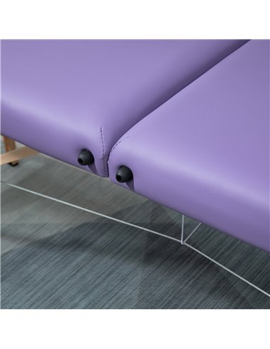 HOMCOM Portable Massage Bed, Folding Spa Beauty Massage Table with 2 Sections, Carry Bag and Wooden Frame, Purple 503-025V70VT