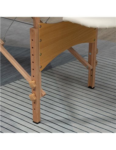 HOMCOM Portable Massage Bed, Folding Spa Beauty Massage Table with 2 Sections, Carry Bag and Wooden Frame, Cream 503-025V70CW