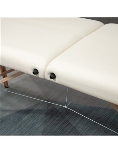 HOMCOM Portable Massage Bed, Folding Spa Beauty Massage Table with 2 Sections, Carry Bag and Wooden Frame, Cream 503-025V70CW