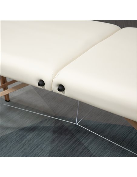 HOMCOM Portable Massage Bed, Folding Spa Beauty Massage Table with 2 Sections, Carry Bag and Wooden Frame, Cream 503-025V70CW - pic 111265 | FastDaddyshop