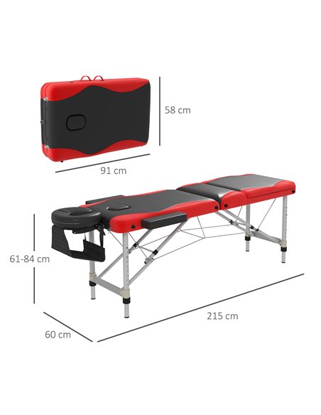 HOMCOM Foldable Massage Table Professional Salon SPA Facial Couch Bed Black and Red 503-039V70RD - pic 111277 | FastDaddyshop