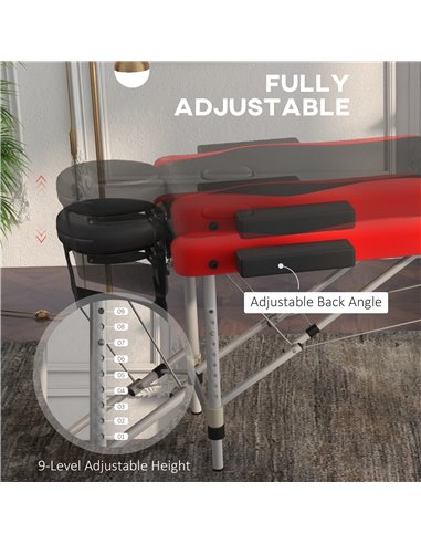 HOMCOM Foldable Massage Table Professional Salon SPA Facial Couch Bed Black and Red 503-039V70RD