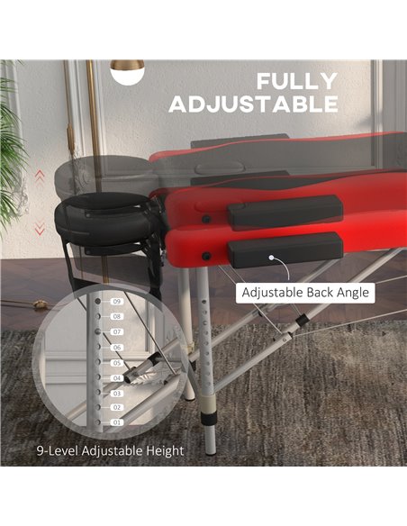 HOMCOM Foldable Massage Table Professional Salon SPA Facial Couch Bed Black and Red 503-039V70RD - pic 111278 | FastDaddyshop