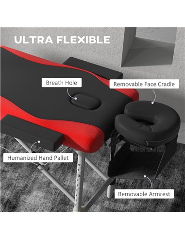 HOMCOM Foldable Massage Table Professional Salon SPA Facial Couch Bed Black and Red 503-039V70RD