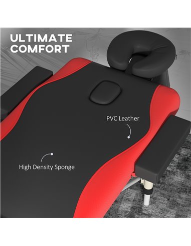 HOMCOM Foldable Massage Table Professional Salon SPA Facial Couch Bed Black and Red 503-039V70RD