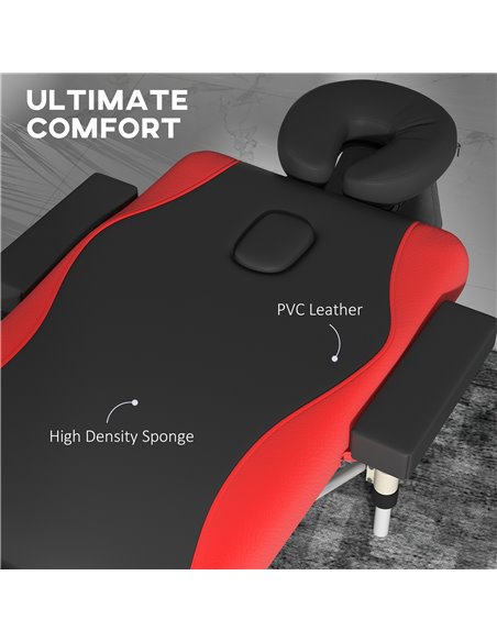 HOMCOM Foldable Massage Table Professional Salon SPA Facial Couch Bed Black and Red 503-039V70RD - pic 111280 | FastDaddyshop