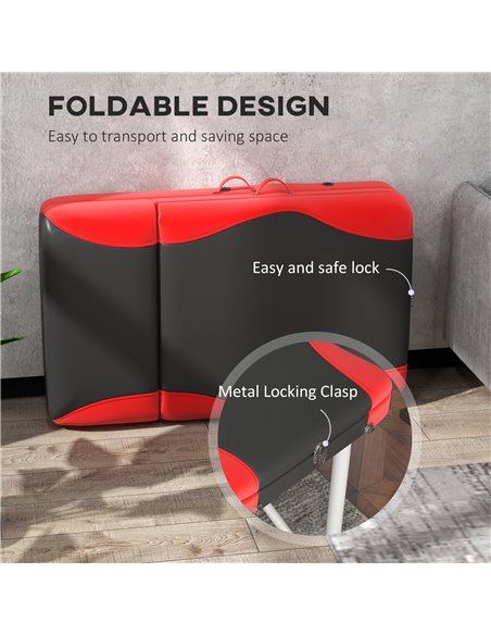 HOMCOM Foldable Massage Table Professional Salon SPA Facial Couch Bed Black and Red 503-039V70RD - pic 111281 | FastDaddyshop