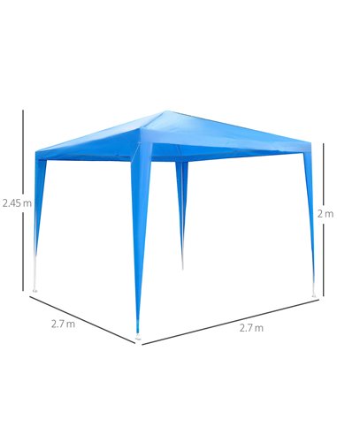 Outsunny 2.7m x 2.7m Garden Gazebo Marquee Party Tent Wedding Canopy Outdoor(Blue)