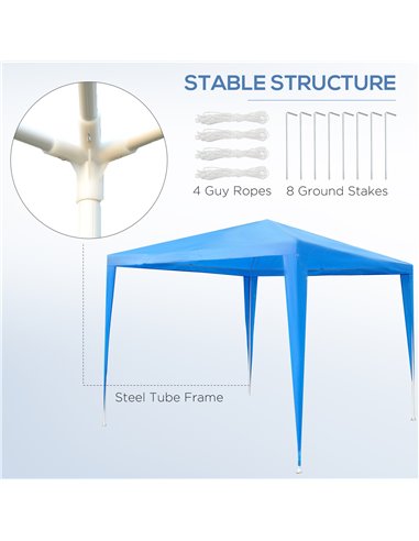 Outsunny 2.7m x 2.7m Garden Gazebo Marquee Party Tent Wedding Canopy Outdoor(Blue)