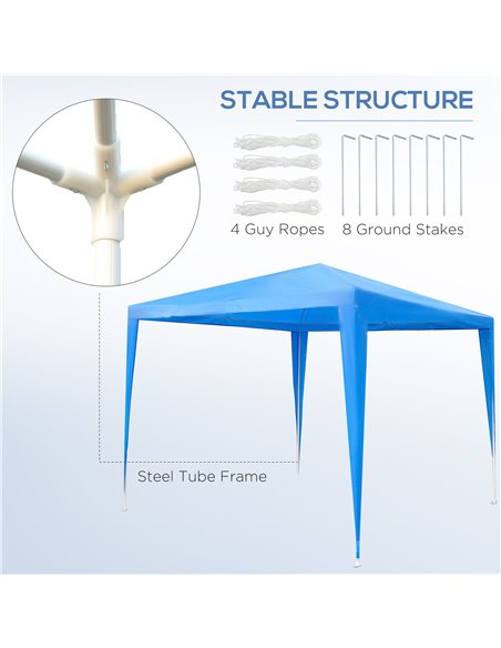 Outsunny 2.7m x 2.7m Garden Gazebo Marquee Party Tent Wedding Canopy Outdoor(Blue) - pic 11133 | FastDaddyshop