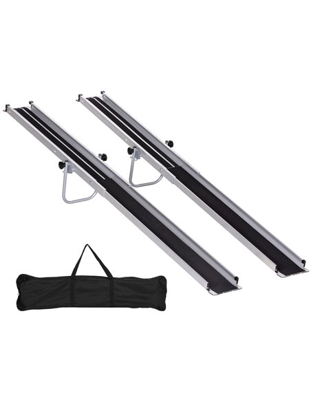 HOMCOM Set of Two 244cm Three-Level Aluminium Wheelchair Ramps 713-169V02BK - pic 111356 | FastDaddyshop