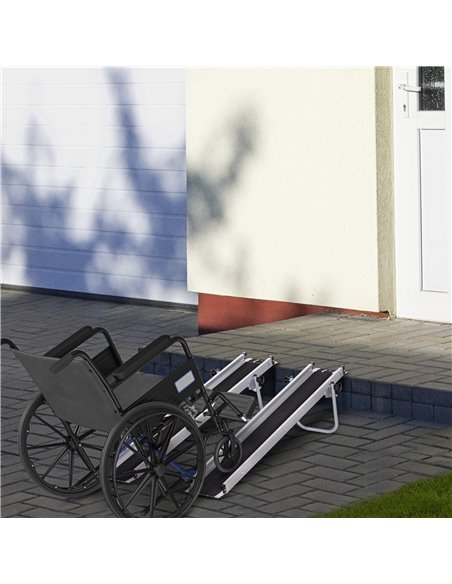 HOMCOM Set of Two 244cm Three-Level Aluminium Wheelchair Ramps 713-169V02BK - pic 111357 | FastDaddyshop