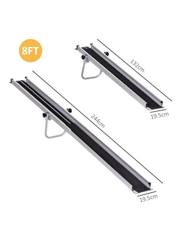 HOMCOM Set of Two 244cm Three-Level Aluminium Wheelchair Ramps 713-169V02BK