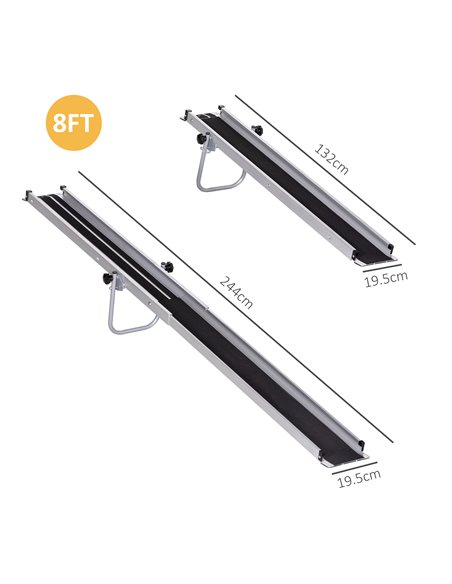HOMCOM Set of Two 244cm Three-Level Aluminium Wheelchair Ramps 713-169V02BK - pic 111358 | FastDaddyshop