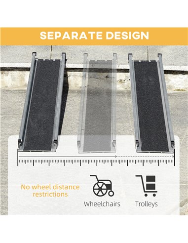 HOMCOM Set of Two 244cm Three-Level Aluminium Wheelchair Ramps 713-169V02BK