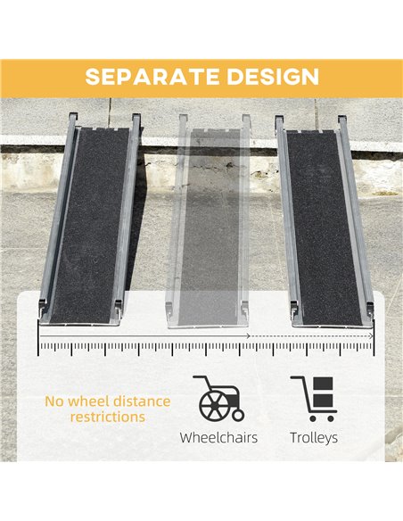 HOMCOM Set of Two 244cm Three-Level Aluminium Wheelchair Ramps 713-169V02BK - pic 111360 | FastDaddyshop