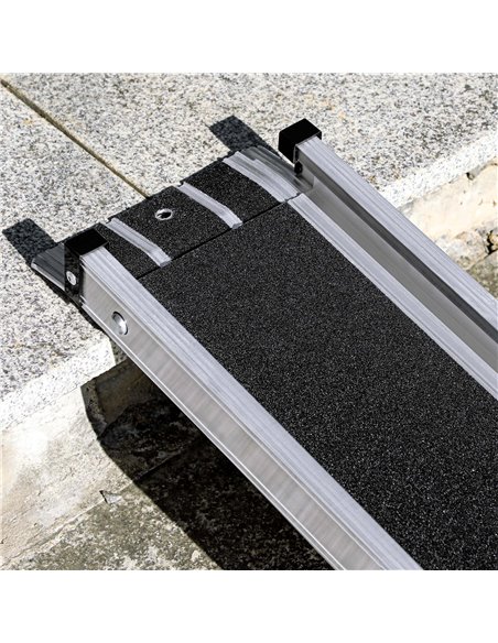 HOMCOM Set of Two 244cm Three-Level Aluminium Wheelchair Ramps 713-169V02BK - pic 111364 | FastDaddyshop