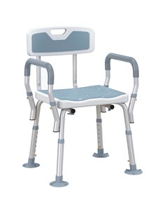 HOMCOM EVA Padded Shower Chair for the Elderly and Disabled, Height Adjustable Shower Stool with Back and Arms, 4 Suction Foot P