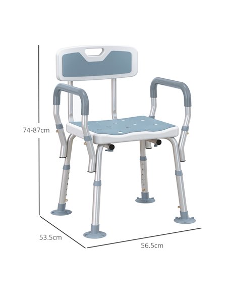 HOMCOM EVA Padded Shower Chair for the Elderly and Disabled, Height Adjustable Shower Stool with Back and Arms, 4 Suction Foot P - pic 111367 | FastDaddyshop