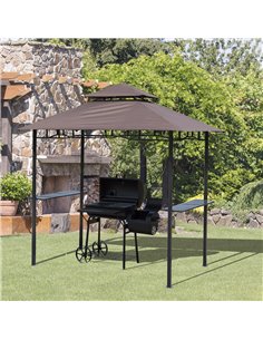 Outsunny 8 ft New Double-Tier BBQ Gazebo Grill Canopy, Coffee 2