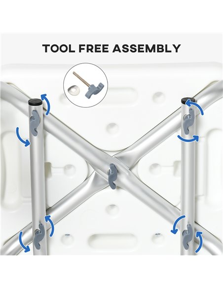 HOMCOM EVA Padded Shower Chair for the Elderly and Disabled, Height Adjustable Shower Stool with Back and Arms, 4 Suction Foot P - pic 111370 | FastDaddyshop