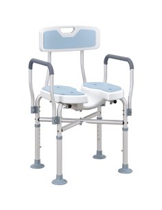 HOMCOM Aluminium Shower Chair, with Padded Seat - Light Blue 712-064V00LB