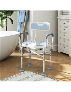 HOMCOM Aluminium Shower Chair, with Padded Seat - Light Blue 712-064V00LB 2
