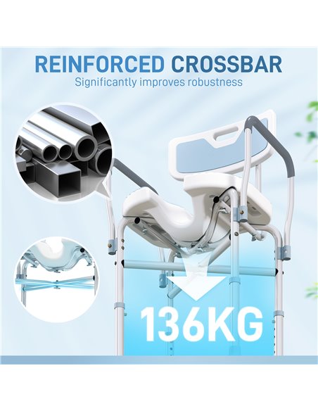 HOMCOM Aluminium Shower Chair, with Padded Seat - Light Blue 712-064V00LB - pic 111379 | FastDaddyshop