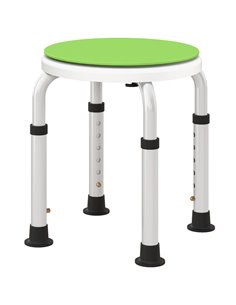 HOMCOM 360° Swivel Shower Chair, Height Adjustable Aluminium Shower Stool with Non-Slip Feet for Disabled, Elderly, Green 713-07