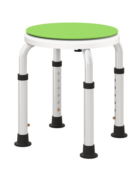HOMCOM 360° Swivel Shower Chair, Height Adjustable Aluminium Shower Stool with Non-Slip Feet for Disabled, Elderly, Green 713-07 - pic 111383 | FastDaddyshop