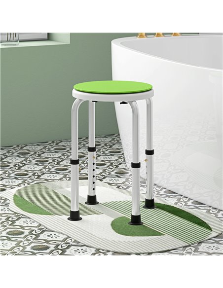 HOMCOM 360° Swivel Shower Chair, Height Adjustable Aluminium Shower Stool with Non-Slip Feet for Disabled, Elderly, Green 713-07 - pic 111384 | FastDaddyshop