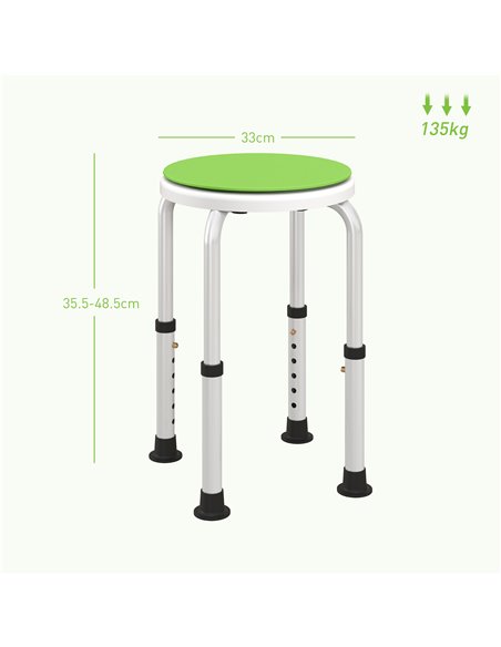 HOMCOM 360° Swivel Shower Chair, Height Adjustable Aluminium Shower Stool with Non-Slip Feet for Disabled, Elderly, Green 713-07 - pic 111385 | FastDaddyshop