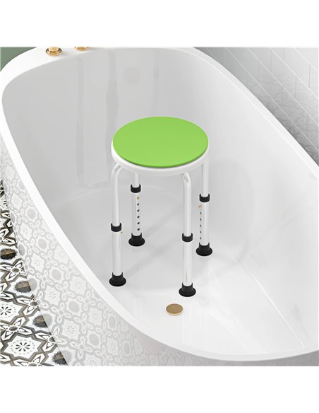 HOMCOM 360° Swivel Shower Chair, Height Adjustable Aluminium Shower Stool with Non-Slip Feet for Disabled, Elderly, Green 713-07 - pic 111390 | FastDaddyshop