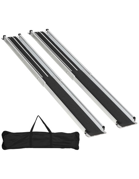 HOMCOM Set of Two 183cm Three-Level Aluminium Wheelchair Ramps 713-169V01BK - pic 111392 | FastDaddyshop