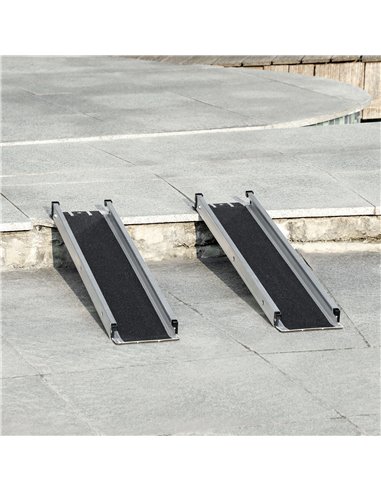 HOMCOM Set of Two 183cm Three-Level Aluminium Wheelchair Ramps 713-169V01BK
