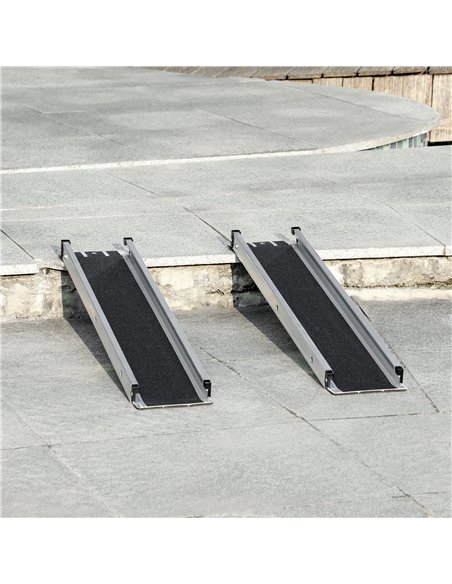 HOMCOM Set of Two 183cm Three-Level Aluminium Wheelchair Ramps 713-169V01BK - pic 111393 | FastDaddyshop