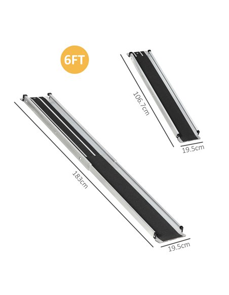 HOMCOM Set of Two 183cm Three-Level Aluminium Wheelchair Ramps 713-169V01BK - pic 111394 | FastDaddyshop