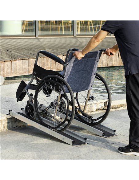 HOMCOM Set of Two 183cm Three-Level Aluminium Wheelchair Ramps 713-169V01BK - pic 111398 | FastDaddyshop