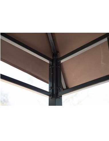 Outsunny 8 ft New Double-Tier BBQ Gazebo Grill Canopy Barbecue Tent Shelter Patio Deck Cover - Coffee