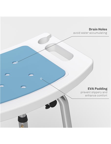 HOMCOM Shower Stool with Backrest, Height Adjustable Shower Chair with Anti-slip Foot Pads, Shower Head Holder, Light Blue 713-1 - pic 111404 | FastDaddyshop