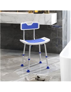HOMCOM Shower Stool with Backrest, Height Adjustable Shower Chair with Anti-slip Foot Pads, Shower Head Holder, Blue 713-118V00V 2
