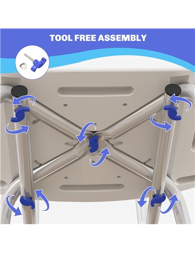HOMCOM Shower Stool with Backrest, Height Adjustable Shower Chair with Anti-slip Foot Pads, Shower Head Holder, Blue 713-118V00V