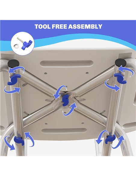 HOMCOM Shower Stool with Backrest, Height Adjustable Shower Chair with Anti-slip Foot Pads, Shower Head Holder, Blue 713-118V00V - pic 111415 | FastDaddyshop