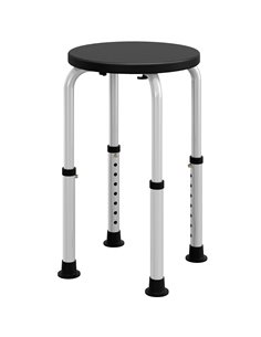 HOMCOM Shower Chair, Height Adjustable Aluminium Shower Stool with Non-Slip Feet for Disabled, Elderly, Black 713-166V00BK