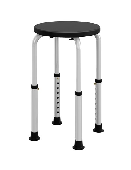HOMCOM Shower Chair, Height Adjustable Aluminium Shower Stool with Non-Slip Feet for Disabled, Elderly, Black 713-166V00BK - pic 111419 | FastDaddyshop